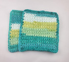 Handmade Crochet Cotton Dish Clothes 5 Inches  Green Stripes Set Of Two