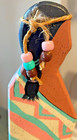 Vintage Native American Woman Wood Wooden Hand Painted 11  Tall Pink Teal