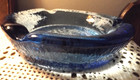 Vintage Blue Art Glass heavy Ashtray Heart 