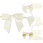 50 Counts 3 5 Inch Ivory Satin Ribbon Bows With Gold Edge Twist Tie For Gifts
