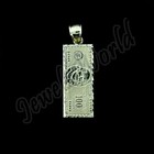 10k Solid Yellow Gold  100 One Hundred Dollar Bill Pendant With 2 5mm Rope Chain