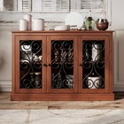 Vintage Sideboard Buffet Cabinet Wood Coffee Bar With Storage Shelf 3 Metal Door