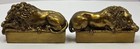 Vintage Antonio Canova Reclining Lion Bookends Pair Heavy Cast Metal Brass   