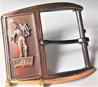      Levi s Strauss Denim Jeans Co  Cowboy Logo Employee Belt Buckle Pin  501