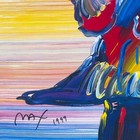 Peter Max  umbrella Man  Framed Hand Signed Offset Lithograph Art