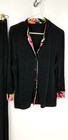 Softwear Mark Singer Pants Set Womens M Black Slinky Contrast Trim Edges