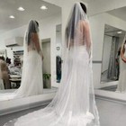 New Long Ivy Leaf Trim Bridal Veil Wedding Lace Floral Cathedral Ivory White
