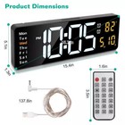 16  Digital Led Desk Alarm Clock Large Lcd Display Wall Clock Remote Date Timer