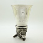 Cl Yacht Club Trophy Leonard Silver Plated Fox Head Stirrup Cup Vintage American