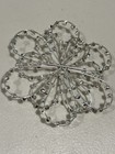 Vintage Large Flower Rhinestone Silver Brooch Pin