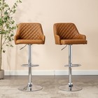 Set Of 2 Bar Stools Adjustable Swivel Back Counter Kitchen Dining Leather Chairs