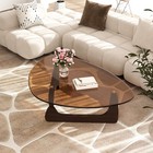 Triangle Glass Coffee Table Modern Noguchi Coffee Table Vintage Glass Wood Base
