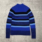 Studio Works Sweater Womens Pm Blue Striped Mockneck Ribbed Knit 100  Cotton