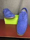 Alpine Swiss Mens Blue Suede Wingtip Brogue Oxford Size 12 Genuine Leather Upper