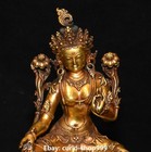 5 9  old Tibet Purple Bronze 24k Gold Buddhism Green Tara Mahayana Buddha Statue