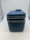 Vintage Blue Samsonite Silhouette Train Hard Makeup Case With Tray   Tag No Key