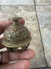 Floral Leaf Etched Brass Indian Small Claw Bell W  Clapper Vintage Unique 2 25   