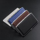 Vintage 100mm Hard Metal Cigarette Case   Vegan Leather Cigarette Case - Black -