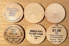 Wooden Nickels Mixed Lot Of 6 Vintage Wood Coin Collection
