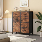 Dresser For Bedroom With 8 Storage Drawers  Large Fabric Storage Tower Organizer