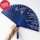 Floral Patterned Hand Fans  Vintage Silk And Japanese Lace Designs With Bamboo F