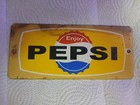 Vintage Enjoy Pepsi Heavy Porcelain Sign - Bottles Beverage Drink Cola Gas Sign