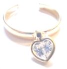 10kt Solid Gold Dangling Cubic Zirconia Heart Adj Toe Ring - Free Shipping  