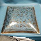 Vtg 60s Mcm Georges Briard Square 11 25  Gold Flowers Bent Glass Serving Tray