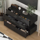 46 1 In  W X 15 7 In  D X 30 7 In  H High Gloss Black Wood 6-drawer Dresser