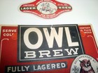 Circa 1920s Owl Brew Prohibition Label W neck  Jackson Brewing  New Orleans