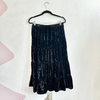 Vintage 90s Black Crushed Velvet Tiered Maxi Skirt Whimsigoth Fairy Grunge Large