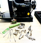 1947 Singer Featherweight 221 Sewing Machine W Case Footpedal Attachments