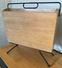 Vintage 1950s Wood Iron Magazine Stand Mcm Metal Mid Century Modern Atomic Era