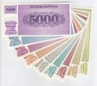 Slovenia Set 1-100   500-5000 Tolarjev 1990-91 P Vozorec Unc Banknotes Not 200