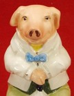 Antique Majolica Finely Dressed Gentleman Pig Tobacco Jar Or Humidor Perfect 