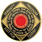 Na 39 Year  Red  Gold Color Plated Medallion  Narcotics Anonymous Medallion