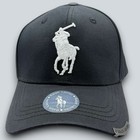 Polo Ralph Lauren Men   s Big Pony Chino Baseball Cap Hat Black White No  3 Nwt