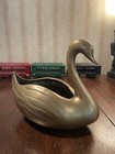 Vintage Large Solid Brass Swan Planter Or Trinket Dish Figurine