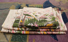 Vtg 50s 13 Yards Cowboy Western Novelty Print Cotton Fabric Lot 4 Pieces 1950s