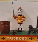 Vintage  Trick Dog Cast Iron Mechanical Circus Clown Metal Toy Coin Bank Wth Box