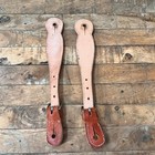 Adult Leather Spur Straps 12in W  White Stitching Trim Silver Hardware