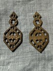 12 Vintage Solid Brass Victorian Diamond - Flower Dangles