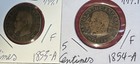 France 1853 - 1857 Five 5 Centimes G - Xf 16 Coin Lot W  Key Date 1857-d