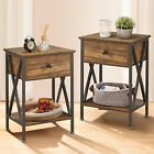 Set Of 2 Nightstand Bedroom Bedside Table Multi Colorful Wood End Tables Drawer
