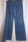 Vintage 70s Landlubber Bell Bottom Jeans Flare Denim Talon Button Usa 34x32   
