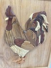 Handmade Wood Rooster Photo Album Brass Hinges Leather Strap Signed 12 5 