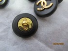 Chanel 5 Nice Gold Tone Metal  Black  Buttons Cc Logo 18mm Lot Five