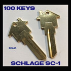 Home-apartment House Shaped Key Blank 100 Pk Schlage Sc-1 Brass Realtor