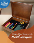 Old World Wooden Box With Brass Latch     Vintage-style Wooden Keepsake Box For Je