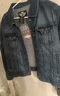 Harley Davison Women   s Xl Blue Jean Jacket Embroidery Button Down